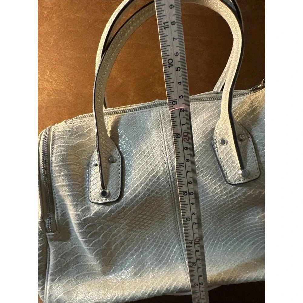 MAKOWSKY BEIGE faint, Green, Silver Tone-Accents, leather/suede SHOULDER/HANDBAG